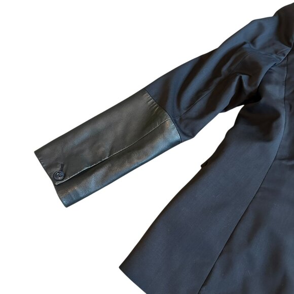 Rag & Bone Navy Blue Wool Blazer Jacket Lamb Leather Trim Size 12 Women's - Picture 8 of 11